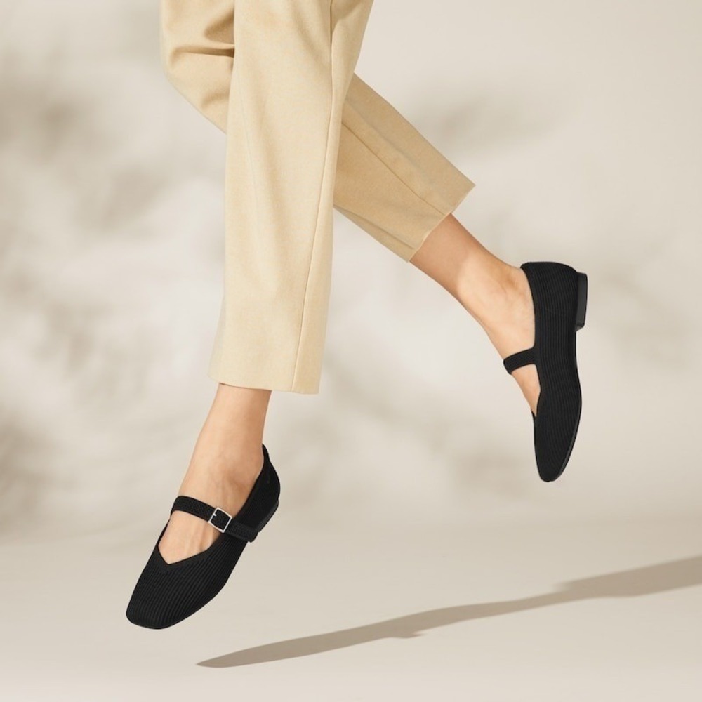 VIVAIA Mary Jane Knit Flats Comfortable Everyday Shoes Black EU/43ā US/11